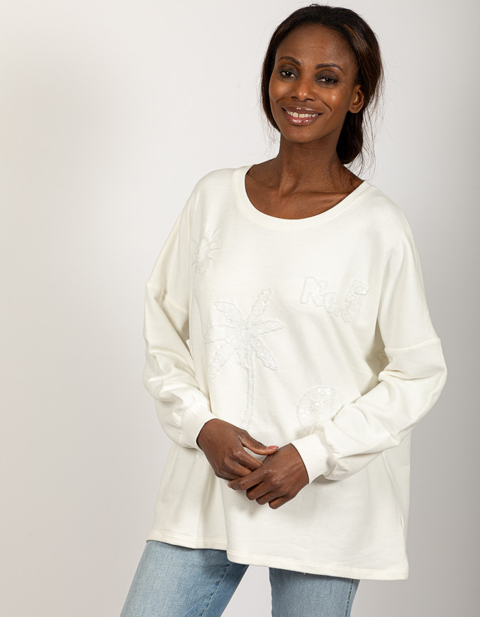 Grace lange mouw sweater ecru