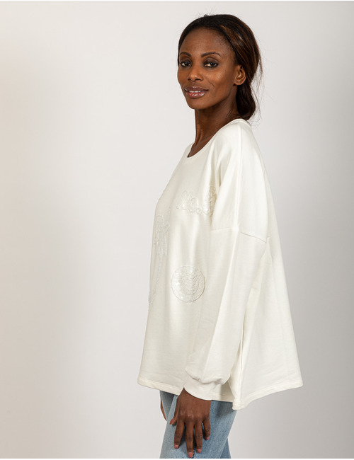 Grace lange mouw sweater ecru