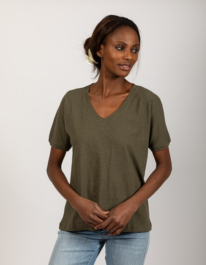Due Amanti t-shirt korte mouw kaki