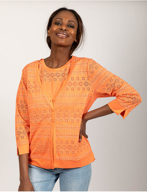 Leo & Ugo twinset gilet oranje