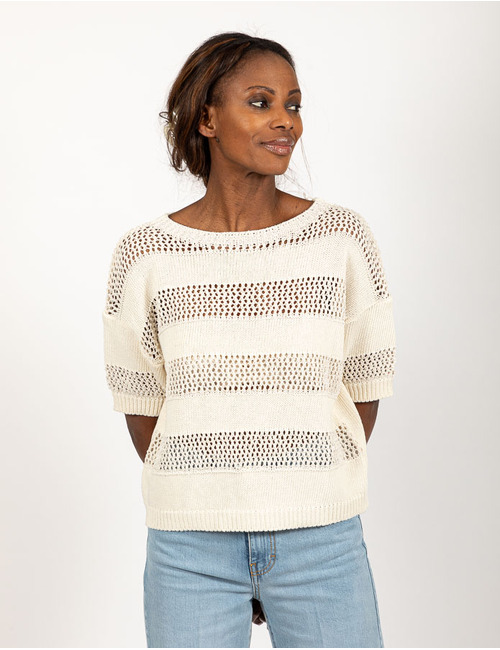 Rinascimento korte mouw pull beige