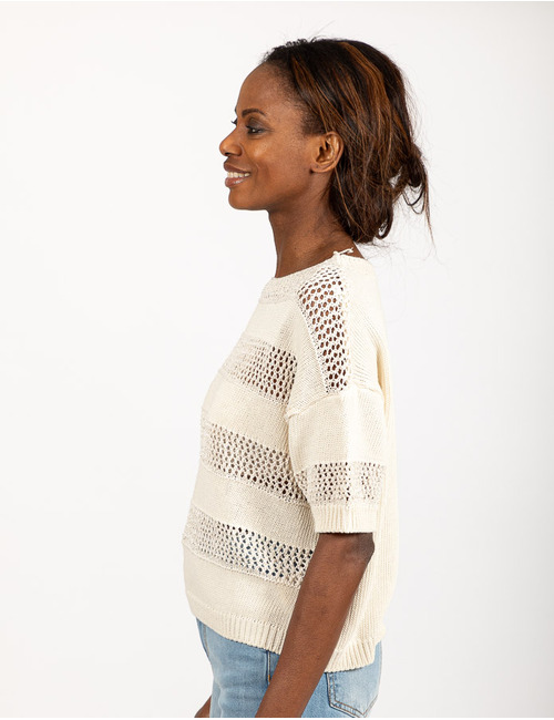 Rinascimento korte mouw pull beige