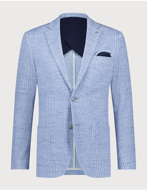 Modern Fit Geruite Blazer – Indigo  
