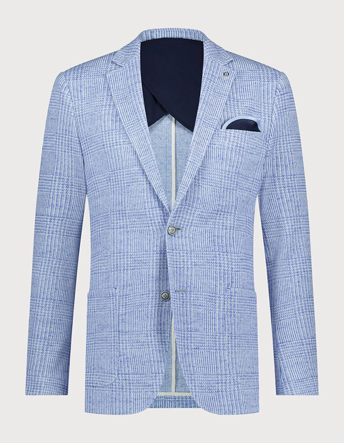 Modern Fit Geruite Blazer – Indigo  