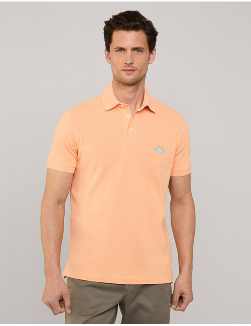 Regular Fit Pima Katoen Polo – Acid Orange  