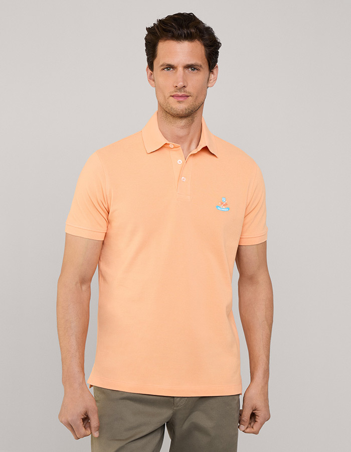 Regular Fit Pima Katoen Polo – Acid Orange  