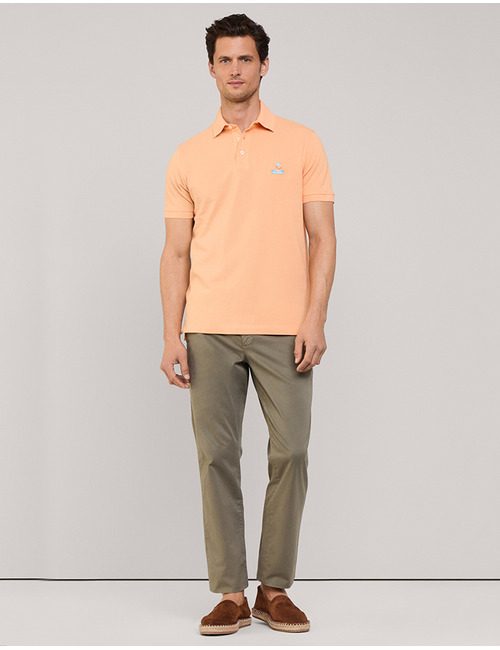 Regular Fit Pima Katoen Polo – Acid Orange  