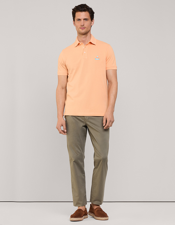 Regular Fit Pima Katoen Polo – Acid Orange  