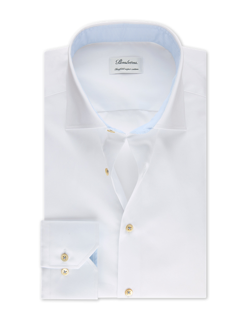 Fitted Body Wit Contrast Twill Overhemd  