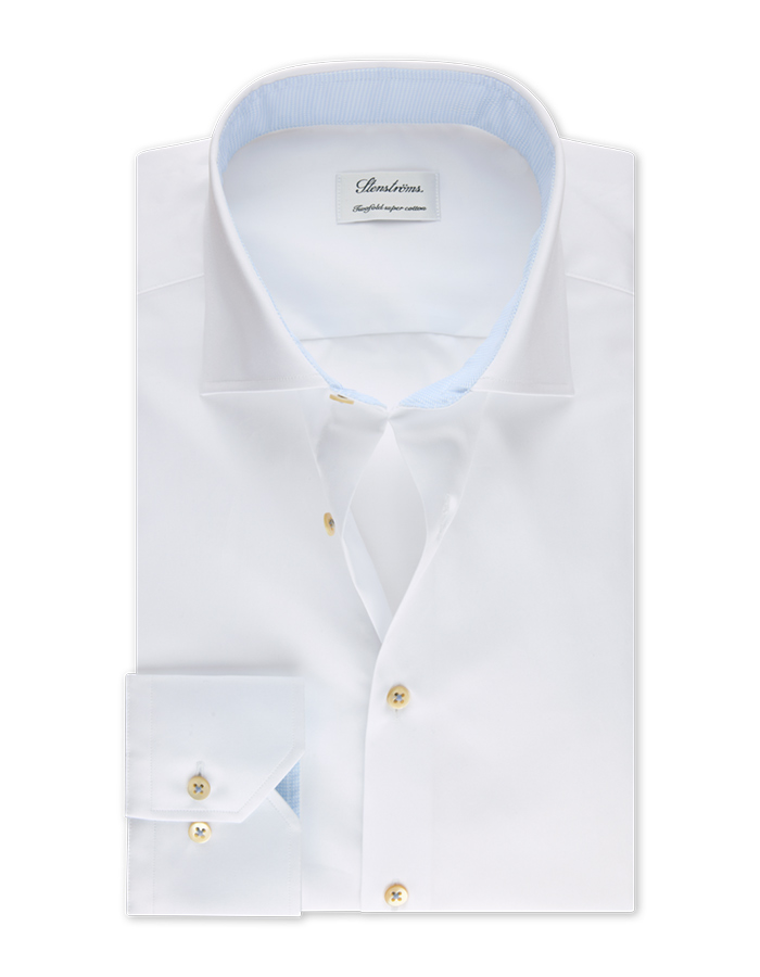 Fitted Body Wit Contrast Twill Overhemd  