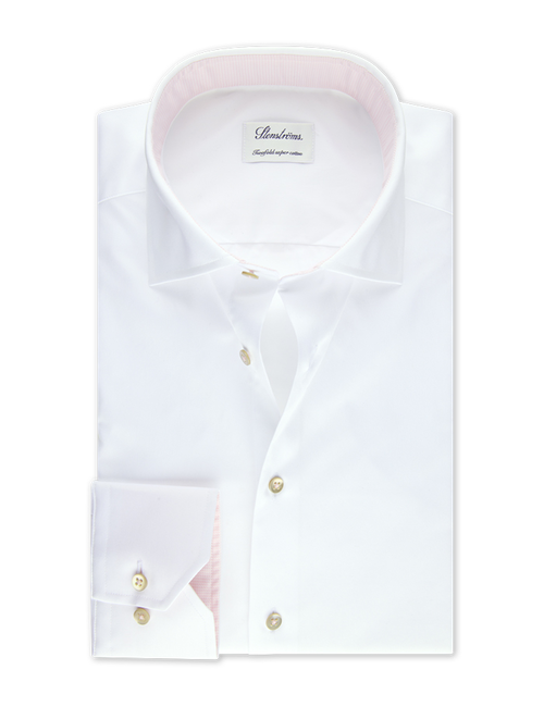 Slimline Wit Contrast Twill Overhemd  