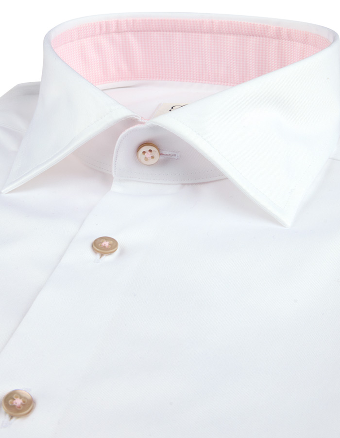 Slimline Wit Contrast Twill Overhemd  
