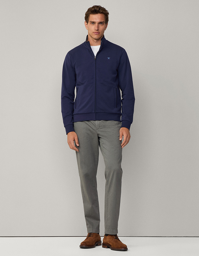Nautical Stripe Full-Zip Sweat – Ink Blue  