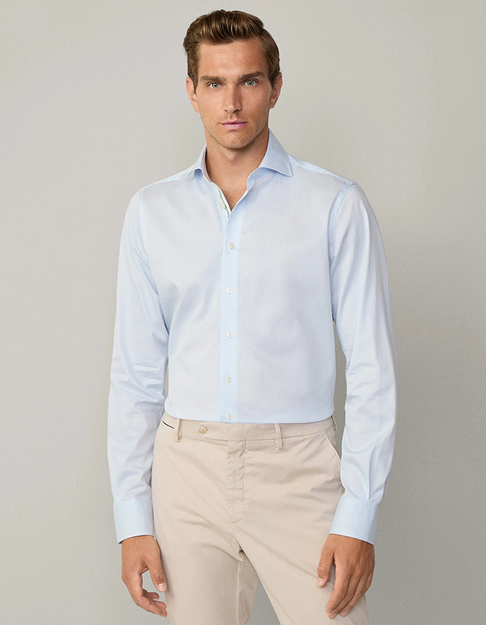 Tailored Fit Stripe Selvedge Shirt – Sky Blue  