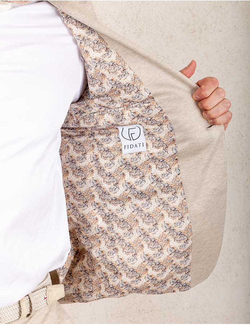  Beige slim fit kostuum in katoenen jersey met stretch – Fidati