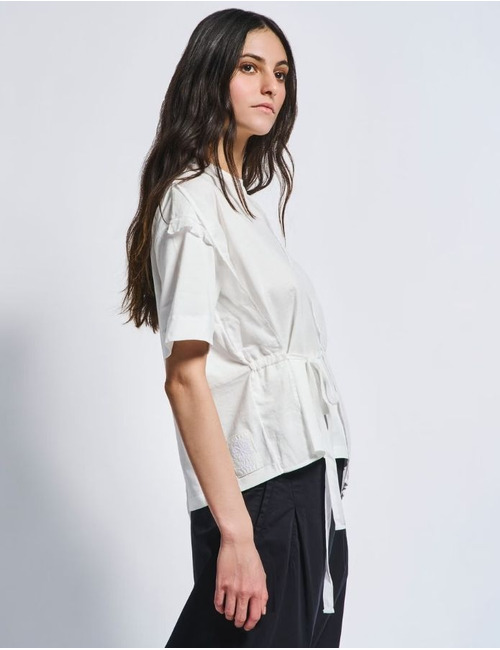 High t-shirt korte mouw wit