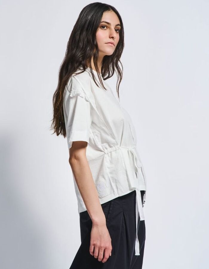 High t-shirt korte mouw wit