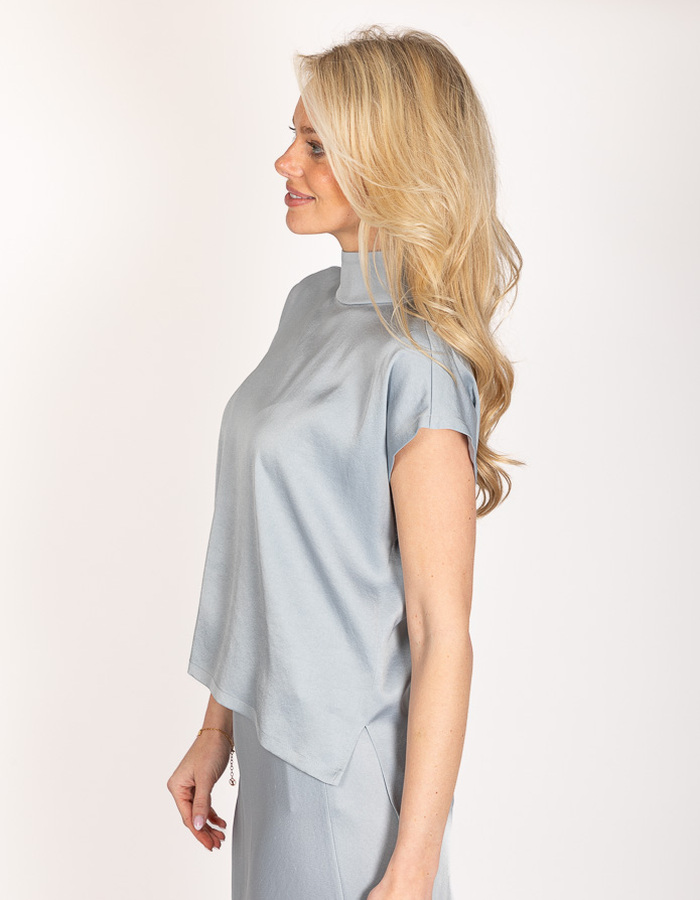 Drykorn korte mouw bloes blauw