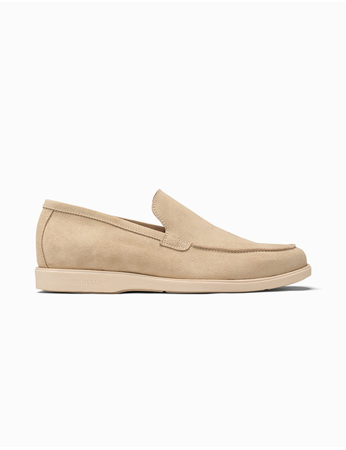 Beige suède instapper met uitneembaar voetbed – model Urbino