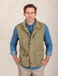Utility bodywarmer in olijfgroen katoen