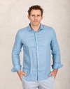 Slim fit linnen hemd in lichtblauw