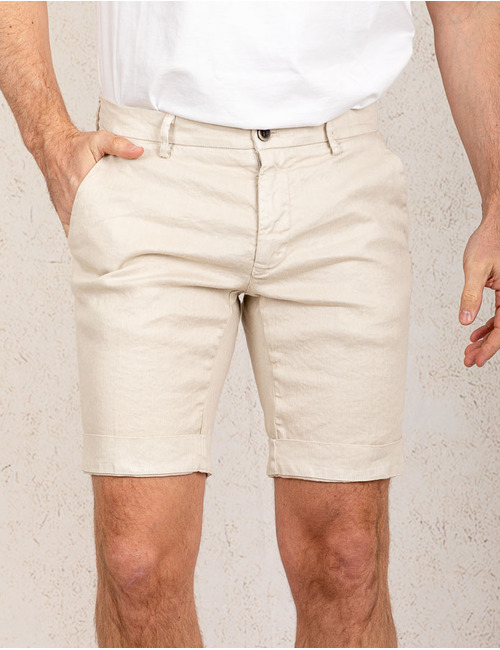 Modern fit beige bermuda in linnenmix – model Torino