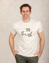  Ecru T-shirt van katoen met bloemendessin en BOSS-logo