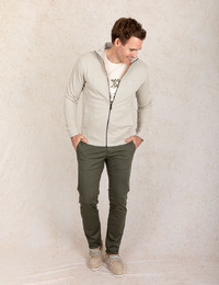 Beige regular fit sweatvest met rits 