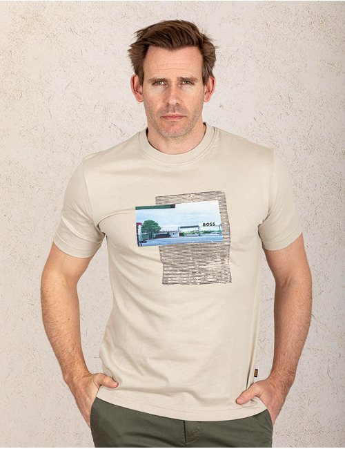 Beige T-shirt met grafische print