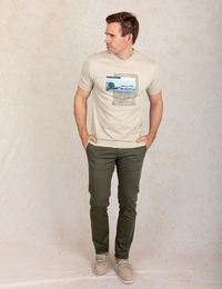 Beige T-shirt met grafische print