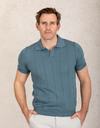 Slim fit polo in fresh cotton met gebreide structuur – blauwgroen