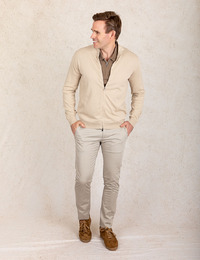 Beige katoenen cardigan met rits