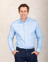 Slim fit jersey stretch hemd met visgraatstructuur