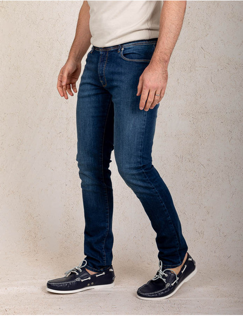 Donkerblauwe slim fit stretch jeans – ATN01S