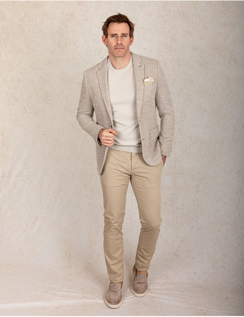 Slim fit blazer in beige structuurstof