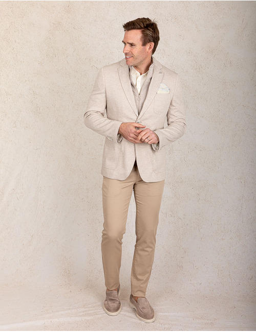 Slim fit jersey blazer met pied-de-poule structuur en uitneembare windstopper