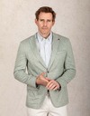 Slim fit jersey blazer in zachtgroen met visgraatstructuur 