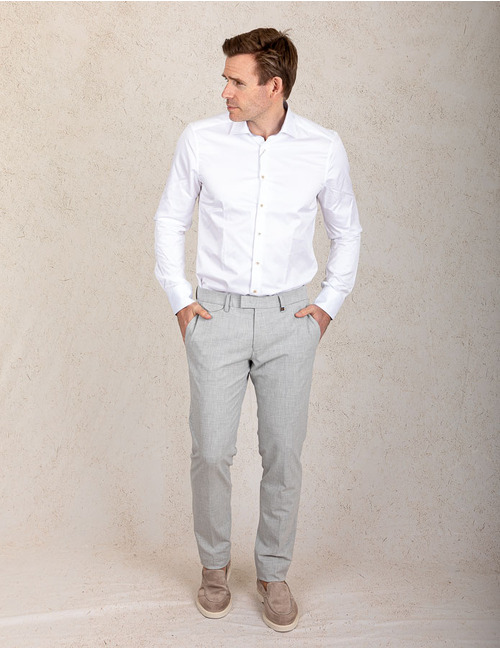 Slimline Wit Contrast Twill Overhemd  
