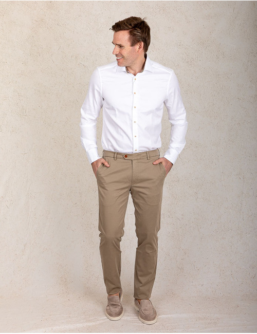 Slim fit hemd in twofold katoen met paisley contrastdetails