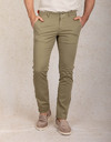 Slim fit groene chino in eco-vriendelijke lyocellmix