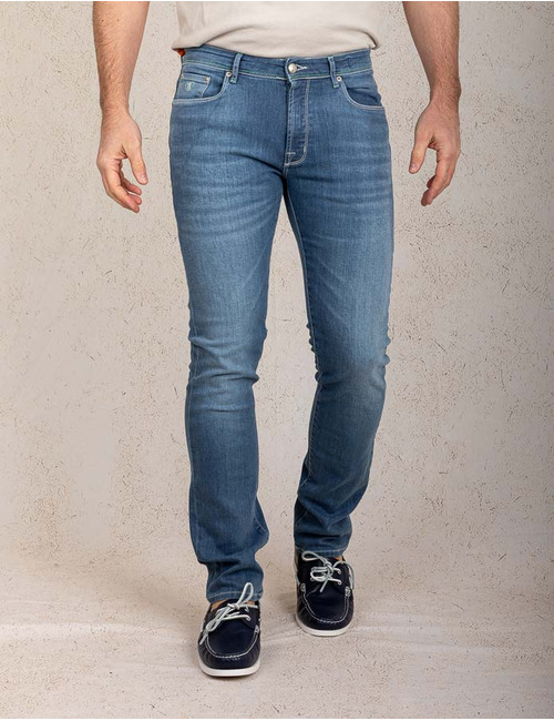 Slim fit stretch jeans met contrasterende stiksels - ATN01S