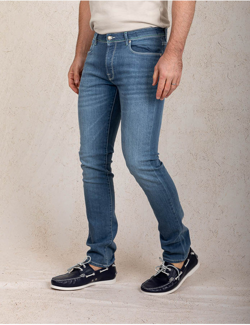 Slim fit stretch jeans met contrasterende stiksels - ATN01S