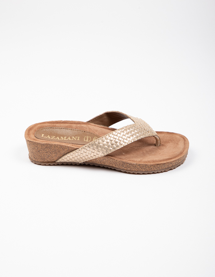 Lazamani slipper wedge goud