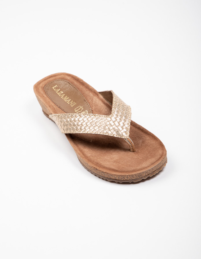 Lazamani slipper wedge goud
