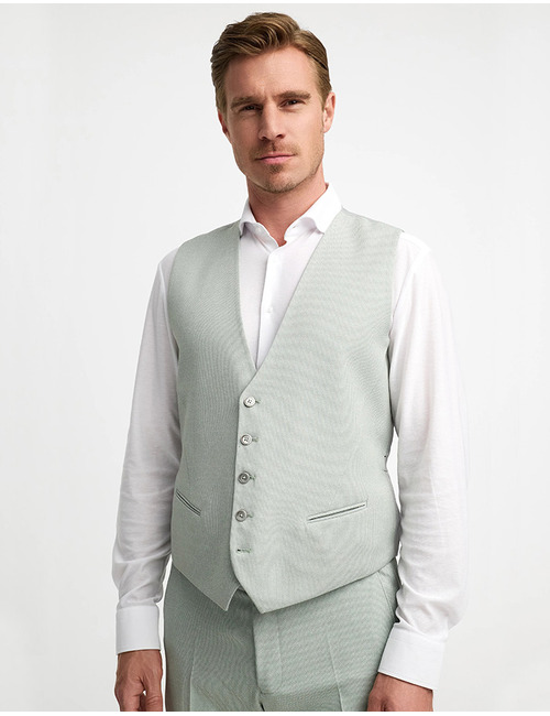 Slim fit groen omkeerbaar jersey gilet met birdseye en paisley motief