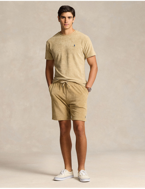 Coastal beige short in lichte terry katoenblend – 7.5 inch