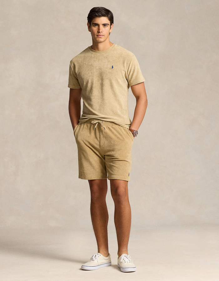 Coastal beige short in lichte terry katoenblend – 7.5 inch