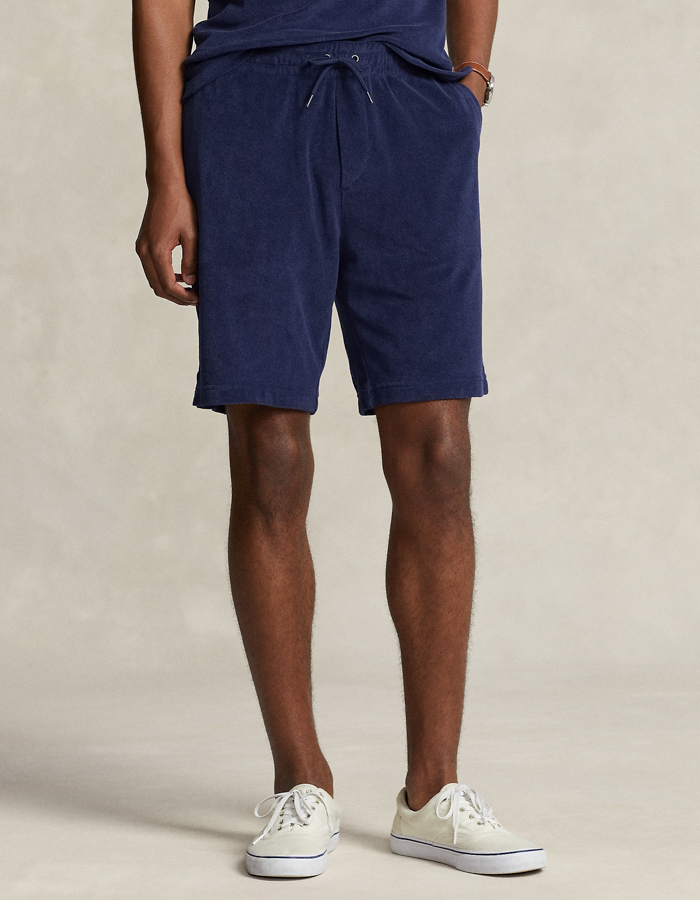 Navy short in lichte terry katoenblend – 7.5 inch