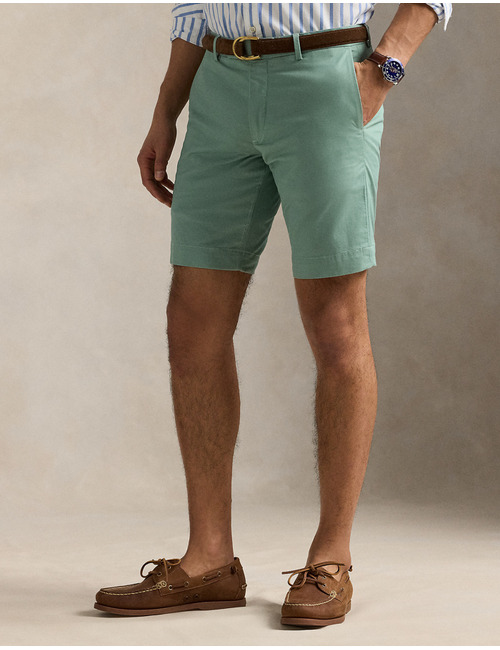 Slim fit chino short met stretch – 9.5 inch in faded mint