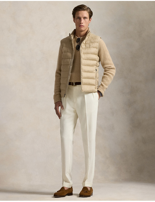 Lichtgewicht gewatteerd linnen vest – coastal beige